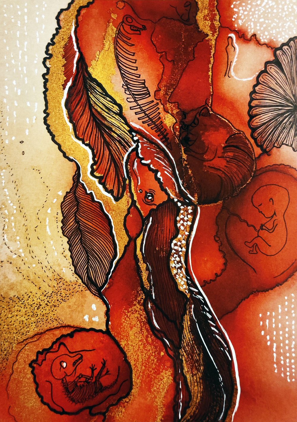Finished plate in red and gold